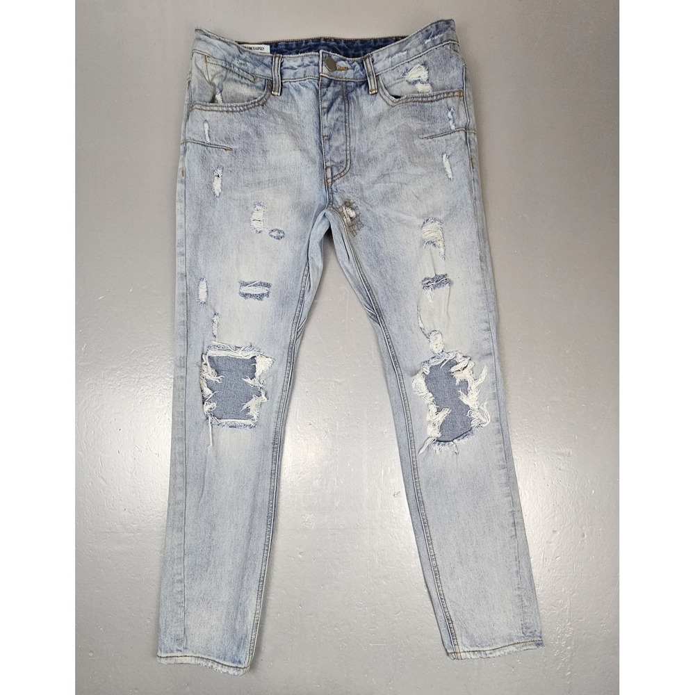 Man x One Teaspoon‎ Jeans Mens 32x30 Relaxed Mr. Whites Distressed Light Wash